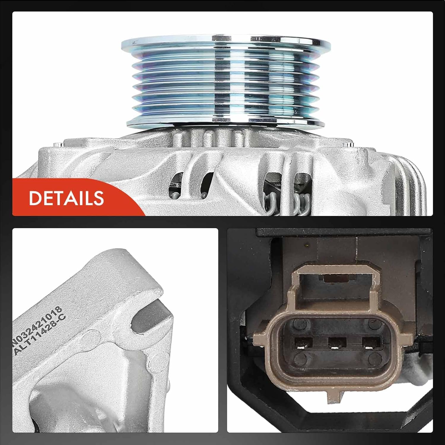 A-Premium Alternator Compatible with Ford Mustang 2009-2010 4.6L, Automatic Transmission, 12V 150A 6-Groove Pulley Clockwise, Replace# 1042102021, 9R3Z10346D