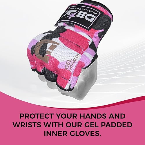 Miniatura 8 de DEFY - Guantes interiores acolchados con correa de 29.5 in de largo, guantes interiores de boxeo con protección de nudillos acolchados de gel, para