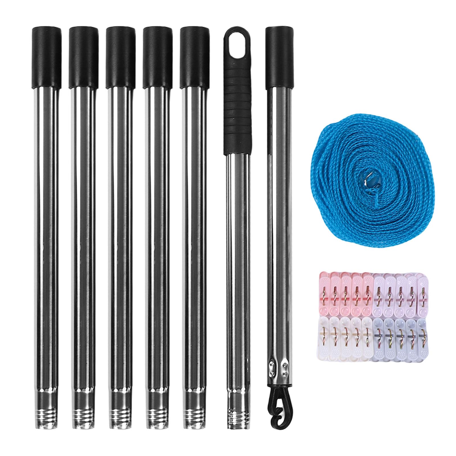 Soporte para Tendedero Telescópico para Exteriores, Poste de Alcance para Percha de Armario Ajustable de Acero Inoxidable de 75 a 250 Cm, Poste de Soporte para Tendedero