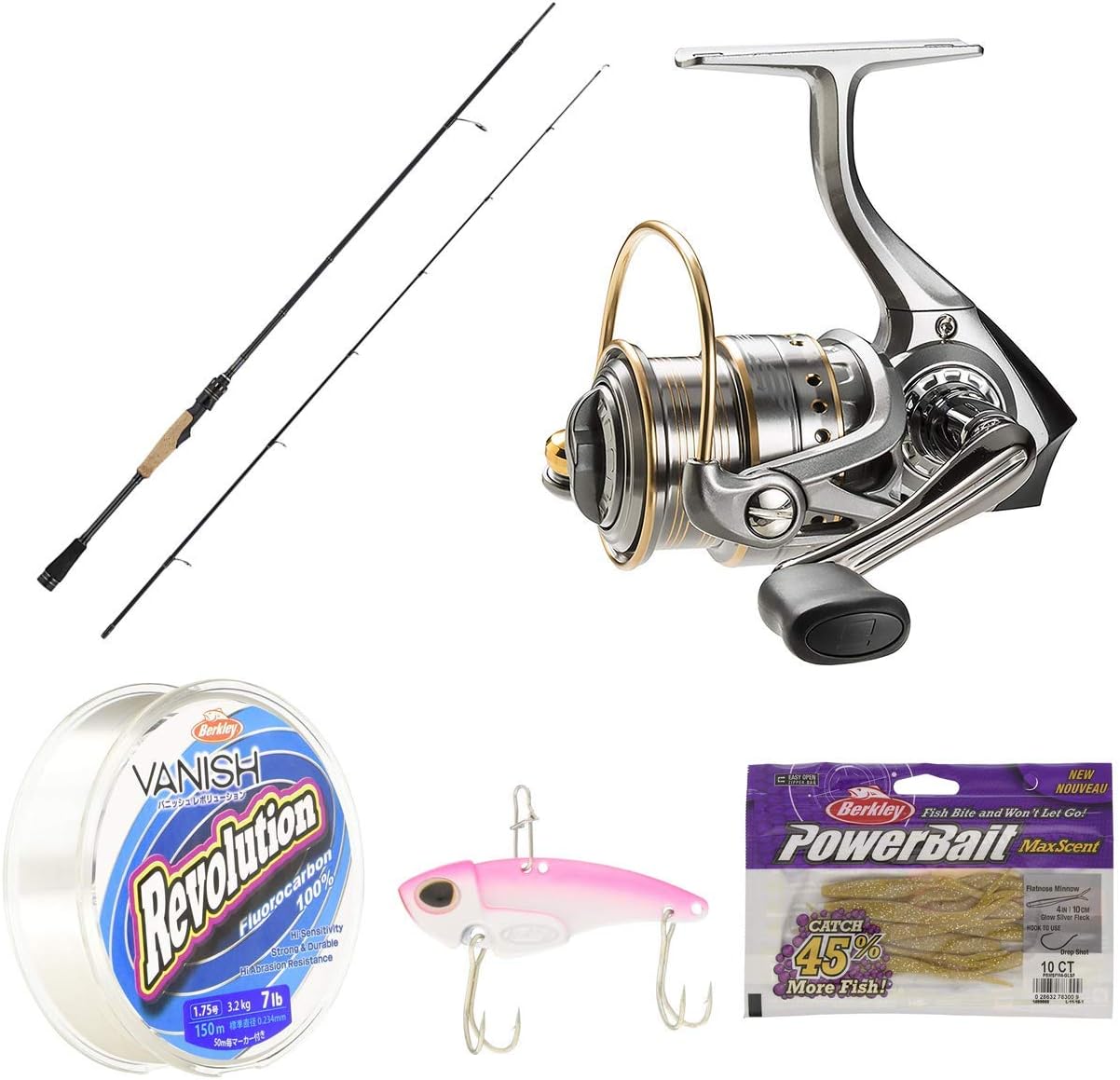 アブガルシア Abu Garcia バス釣り 入門5点セット スピニング 初心者向け 釣りセット アブガルシア Abu Garcia バスロッド Amazon