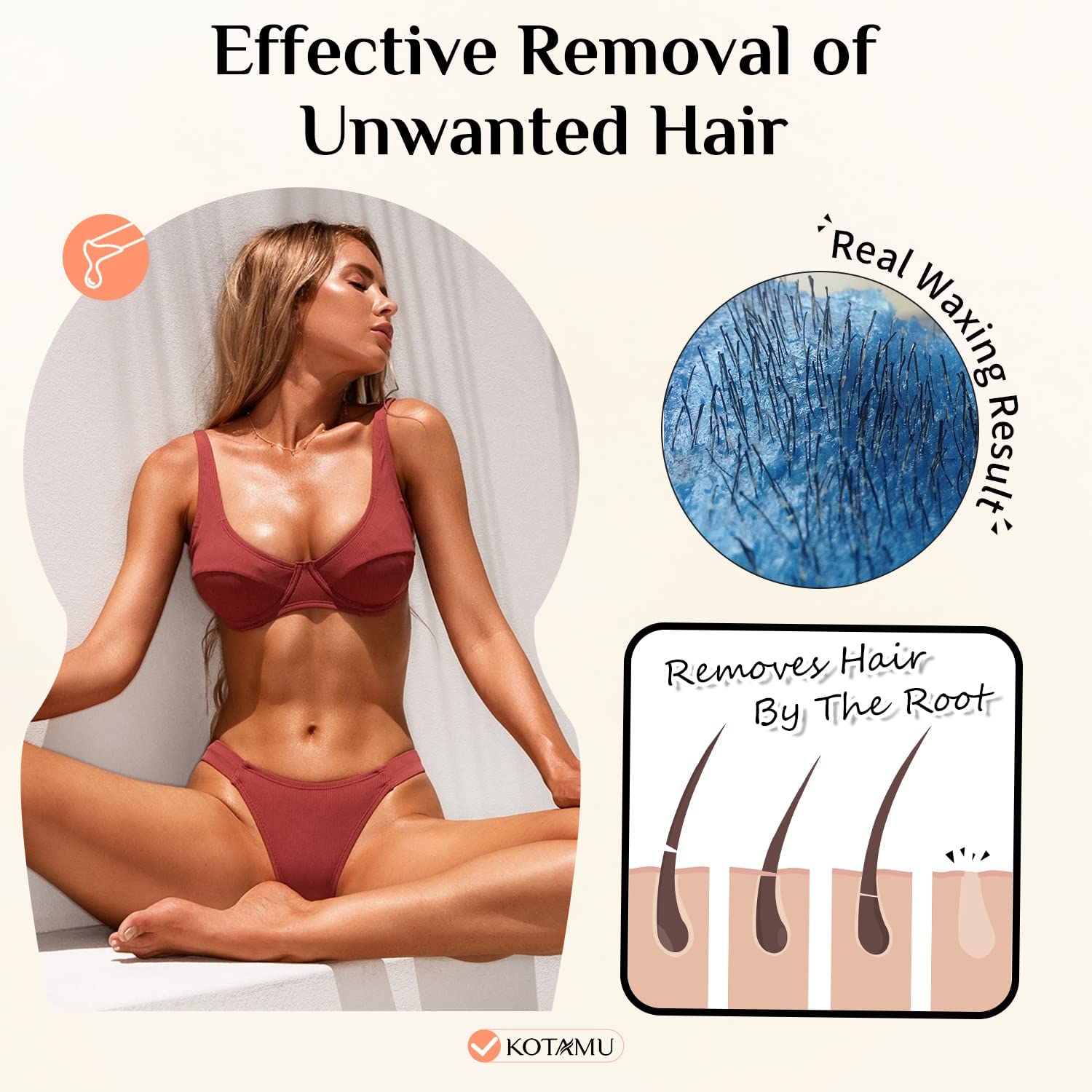 KOTAMU Wax Beads for Hair Removal, Sensitive Skin and Fine Hair