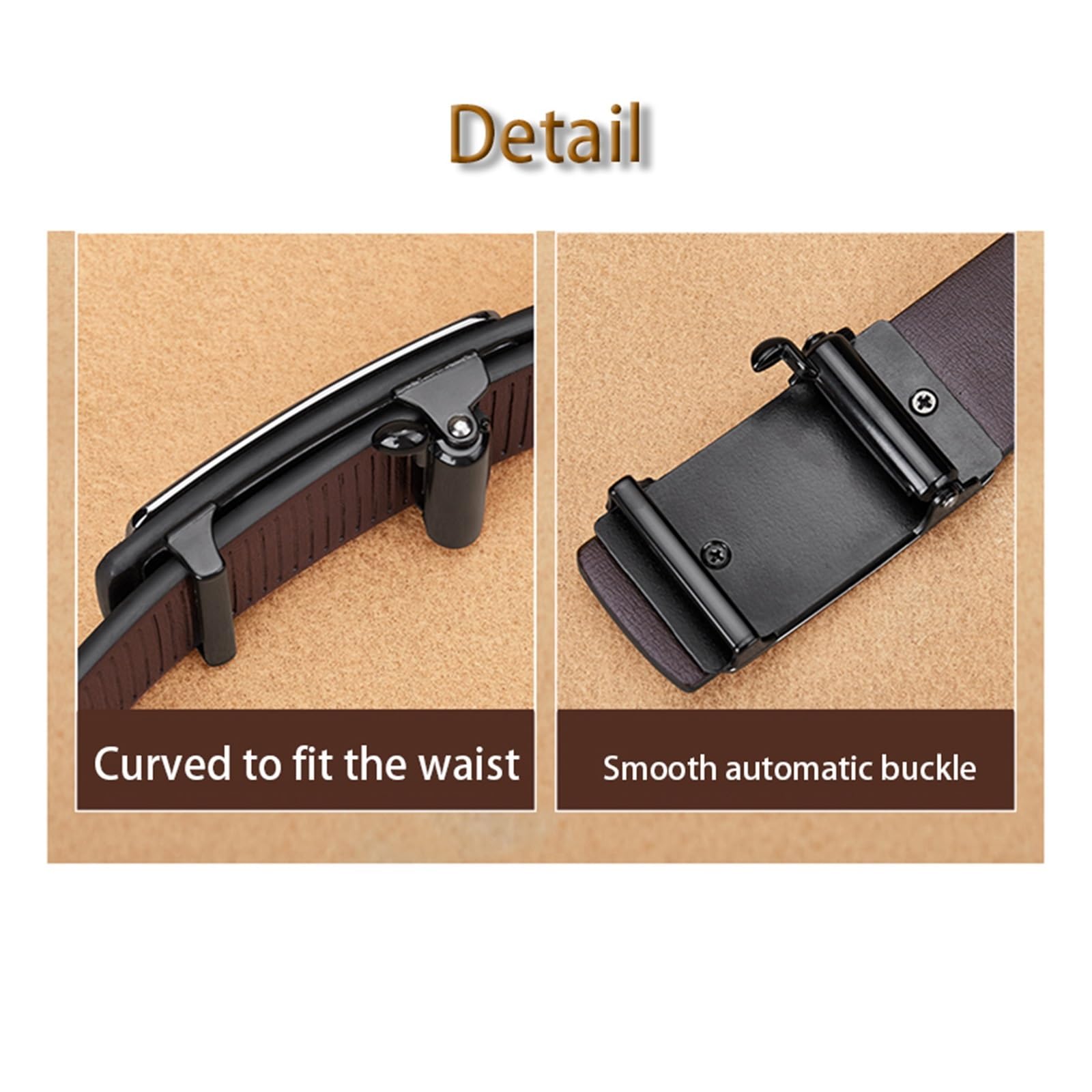 Cinturones Hombre Cinturón de hombre cuero genuino con hebilla automática y ajuste aleatorio