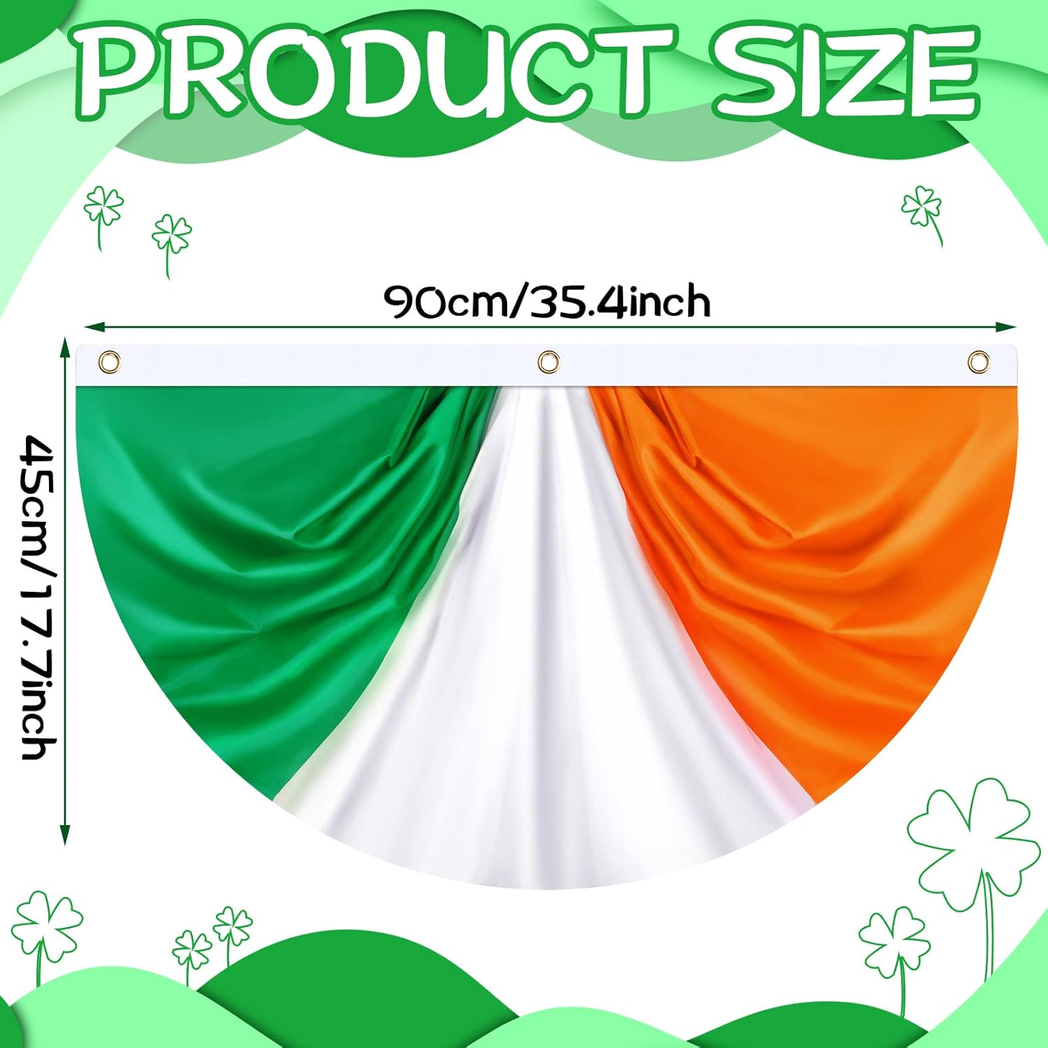 Tegeme 6 pcs St. Patrick Day Irish Flag Shamrock Ireland Fan Flag 3 X1.5 Feet St. Patrick Day Bunting with Grommet Garden Banner Outdoor Decoration