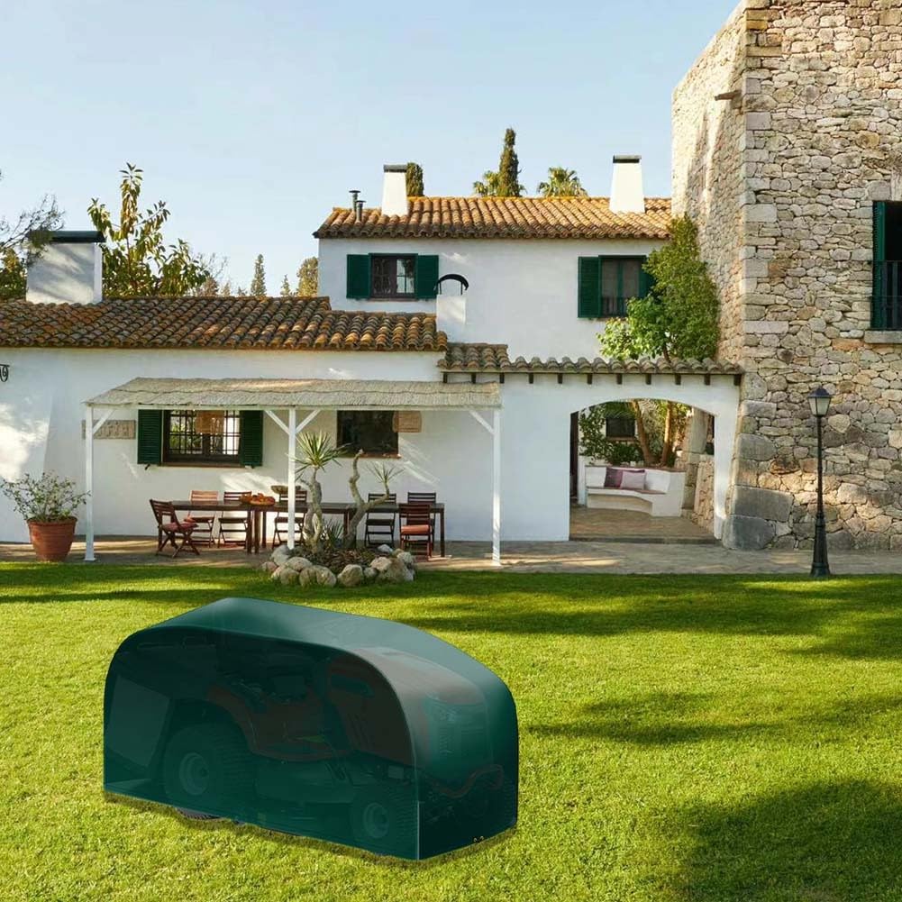 Housse de protection imperméable en polyéthylène pour tondeuse à gazon - Protection contre la pluie et le soleil - Pour tracteurs pousseurs - Vert - Avec cordon de serrage - 183 x 137 x 117