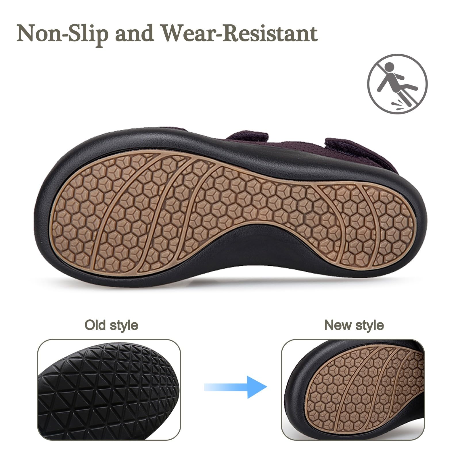 Hsyooes Sandali Diabetici Donna Pantofole Uomo Larghe Scarpe da Riabilitazione Chiusura a Strappo Scarpe Ortopediche Regolabili Antiscivolo