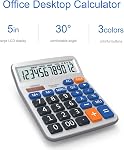 Calculatrice Extra Large 5-Inch LCD Afficher le bouton 12 Calculatrice de bureau portable, batterie et solaire, pour bureau d'affaires à la maisonOS-5M-CA)