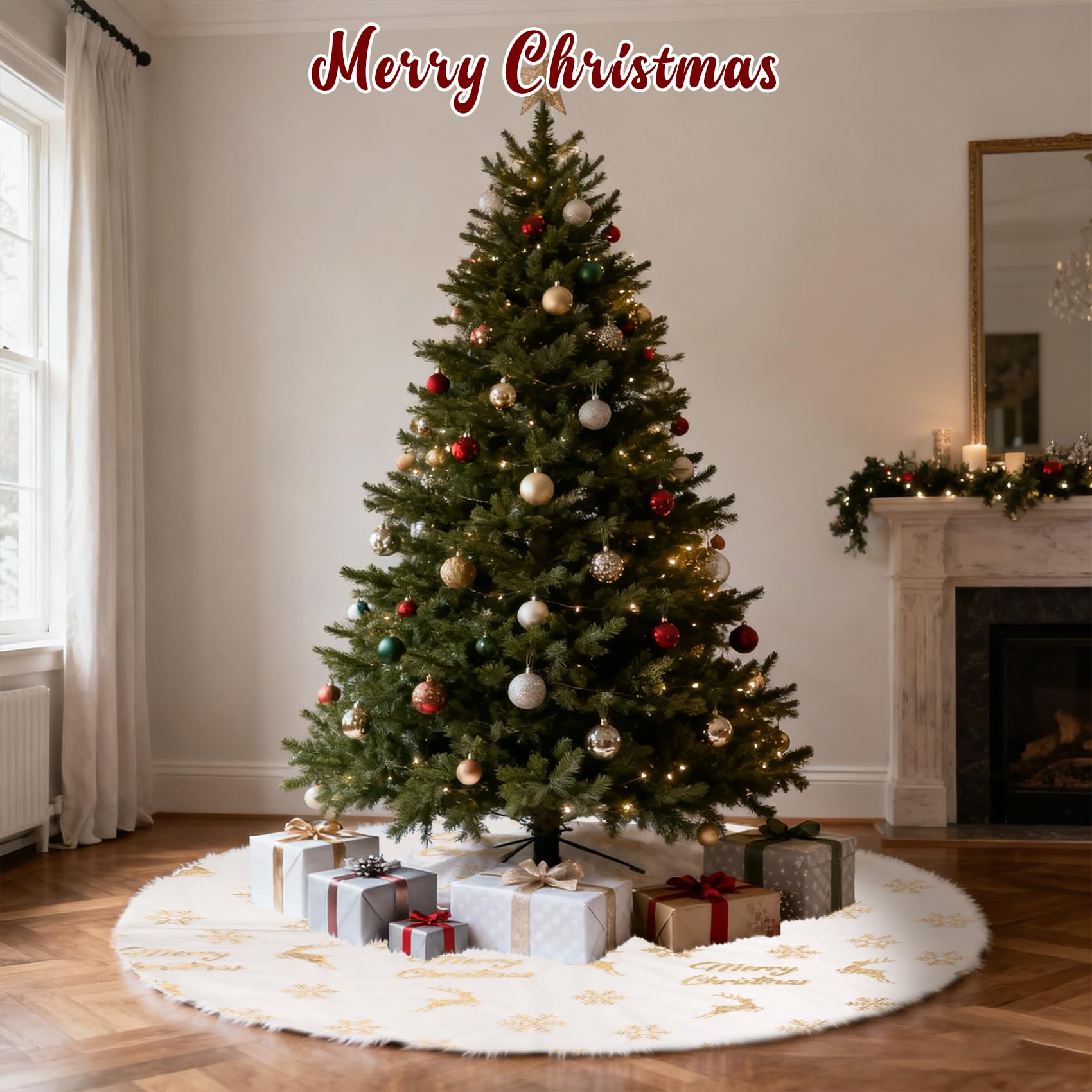 Snapklik.com : Christmas Tree Skirt 48 Inch Faux Fur Xmas Tree Skirt ...