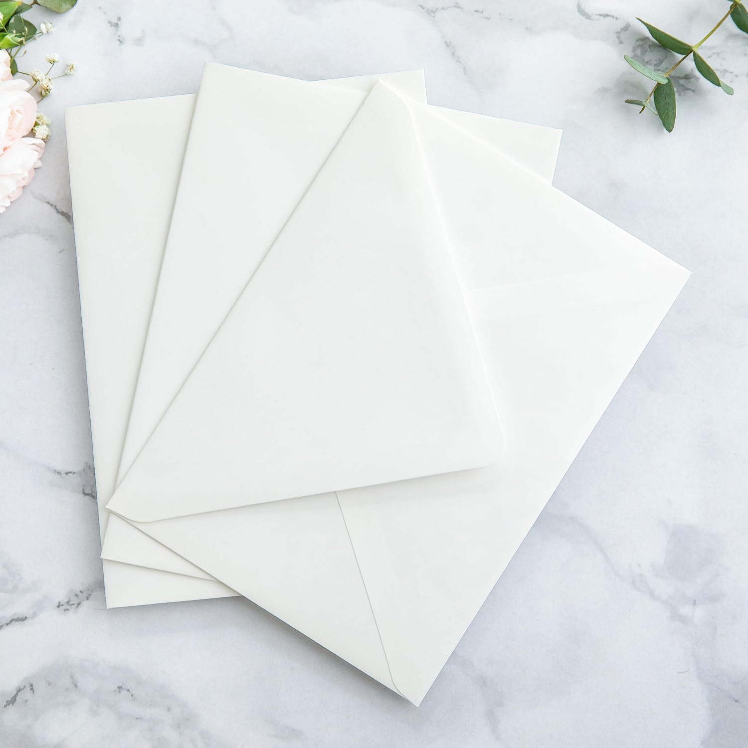 PONATIA 50PCS A7 Euro Flap Envelopes, 5.25 x 7.25'' Liner Envelope For 5x7'' Weddings Invitation Cards, Christmas Gift Cards, Acrylic Invitations, Photos (Ivory & Boho) - Image 7