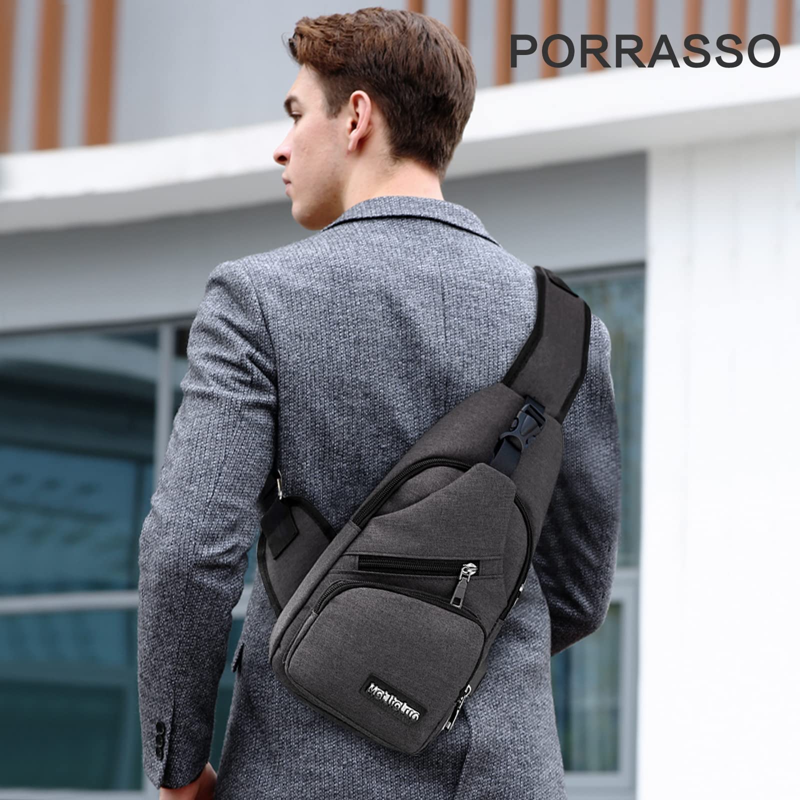 Petit sac à bandoulière pour homme avec port de charge USB, sac de poitrine léger pour randonnée, cyclisme, voyage