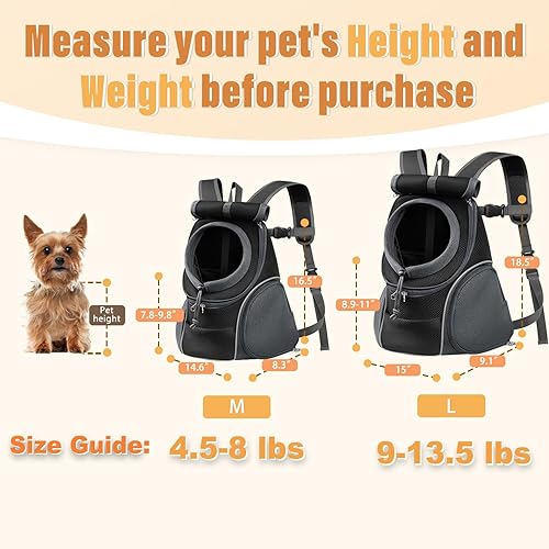 Miniatura 9 de YUDODO Mochila transportadora delantera para perros, ajustable y transpirable, transportadora para mascotas para perros pequeños, mochila ventilada