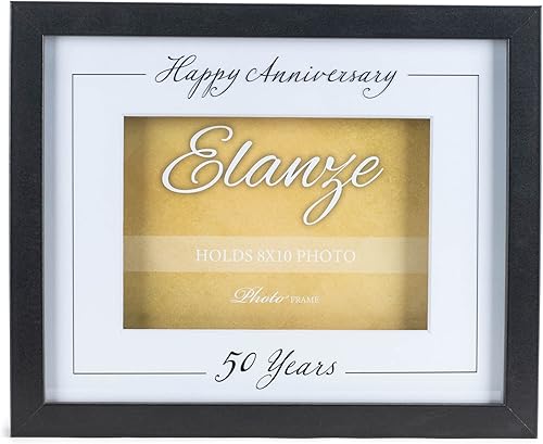 Elanze Designs Happy Anniversary 50 Years - Marco de fotos de madera mate (8 x 10 pulgadas), color negro
