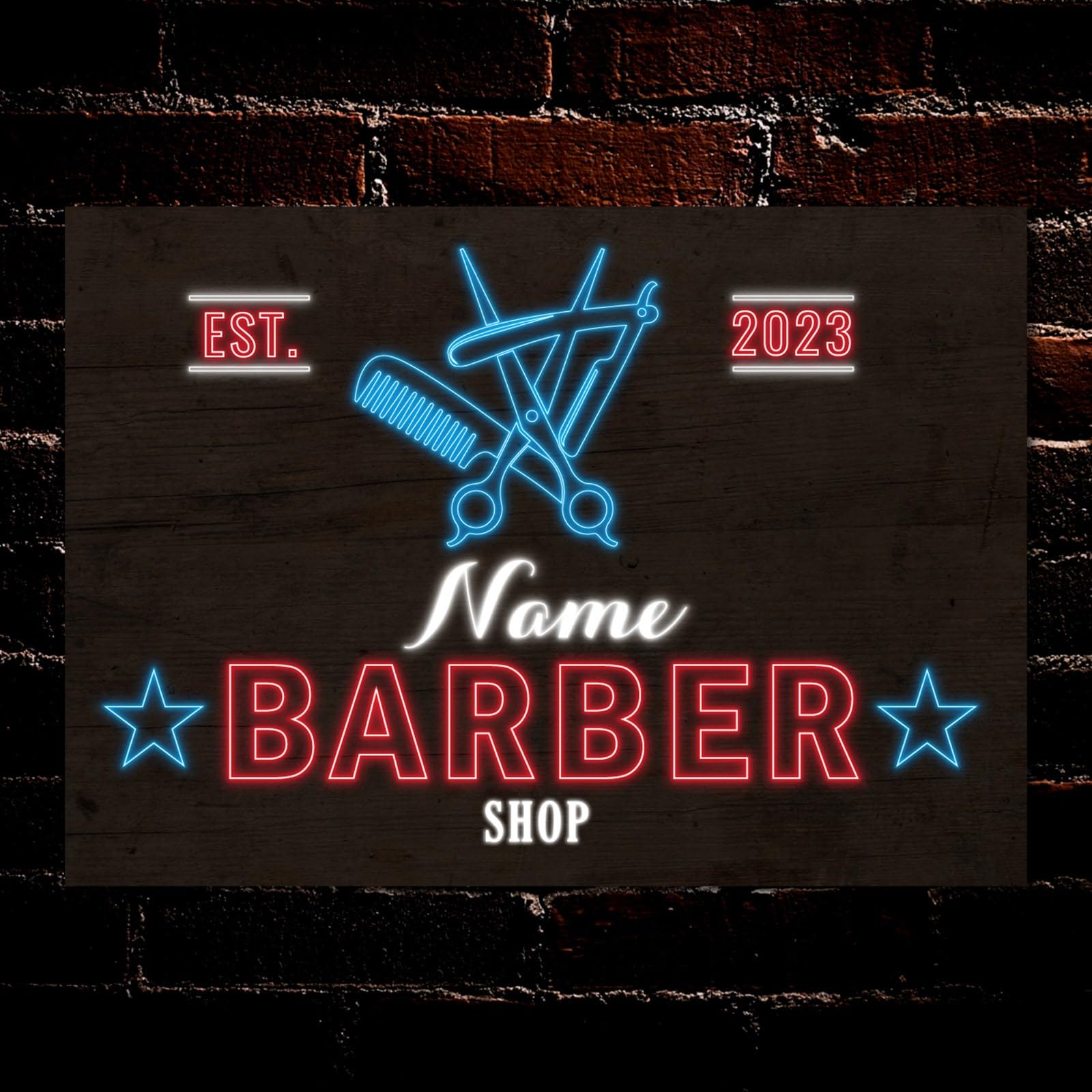 PERSONALISED Barber Shop Hairdresser Neon Effect Metal Signs Decor Metal Plaque