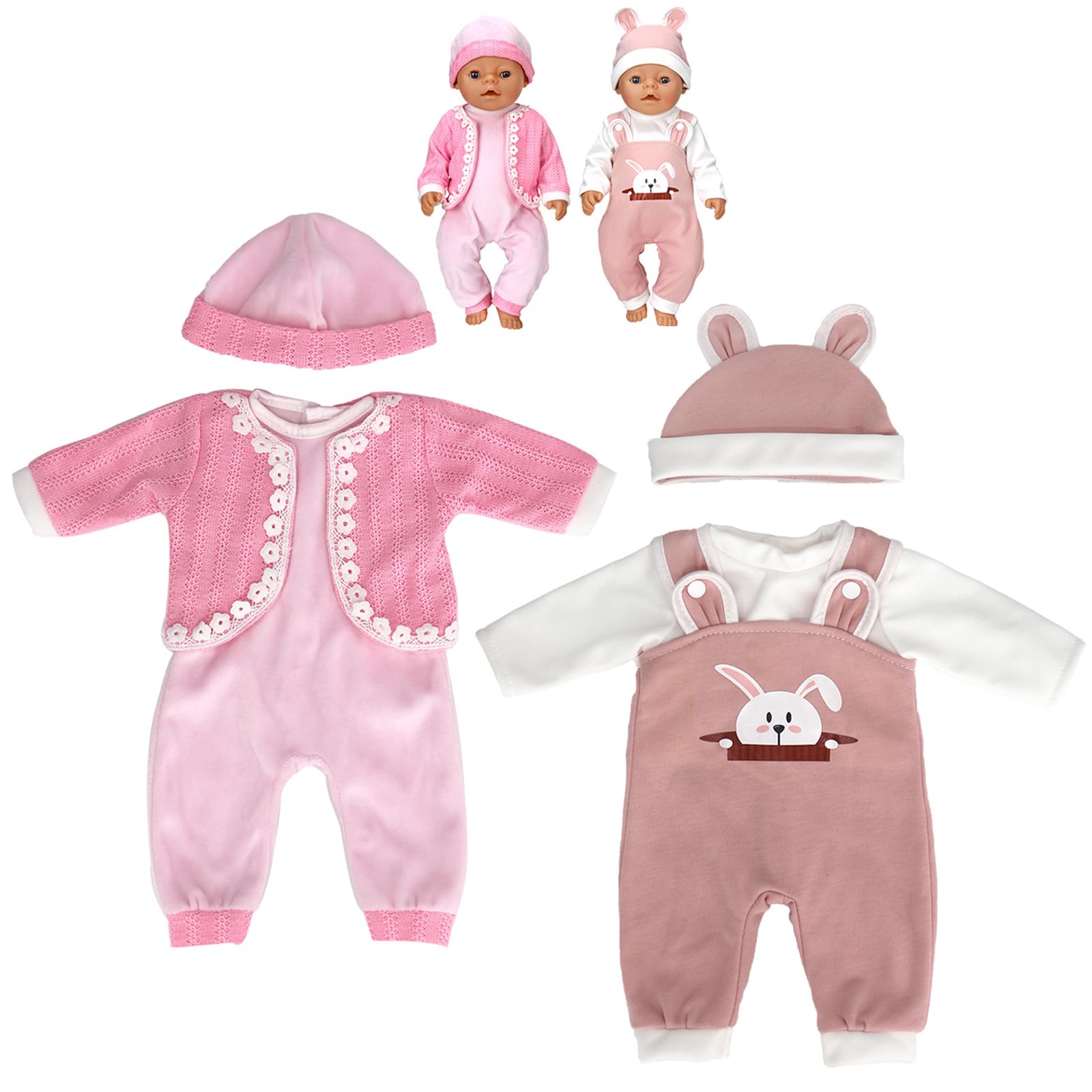 TYXHXTF Doll Clothes Overall for 18 Inch, Baby Doll Clothes Outfits, Sweet Outfits Long Sleeve Overalls (Pink) - Image 2