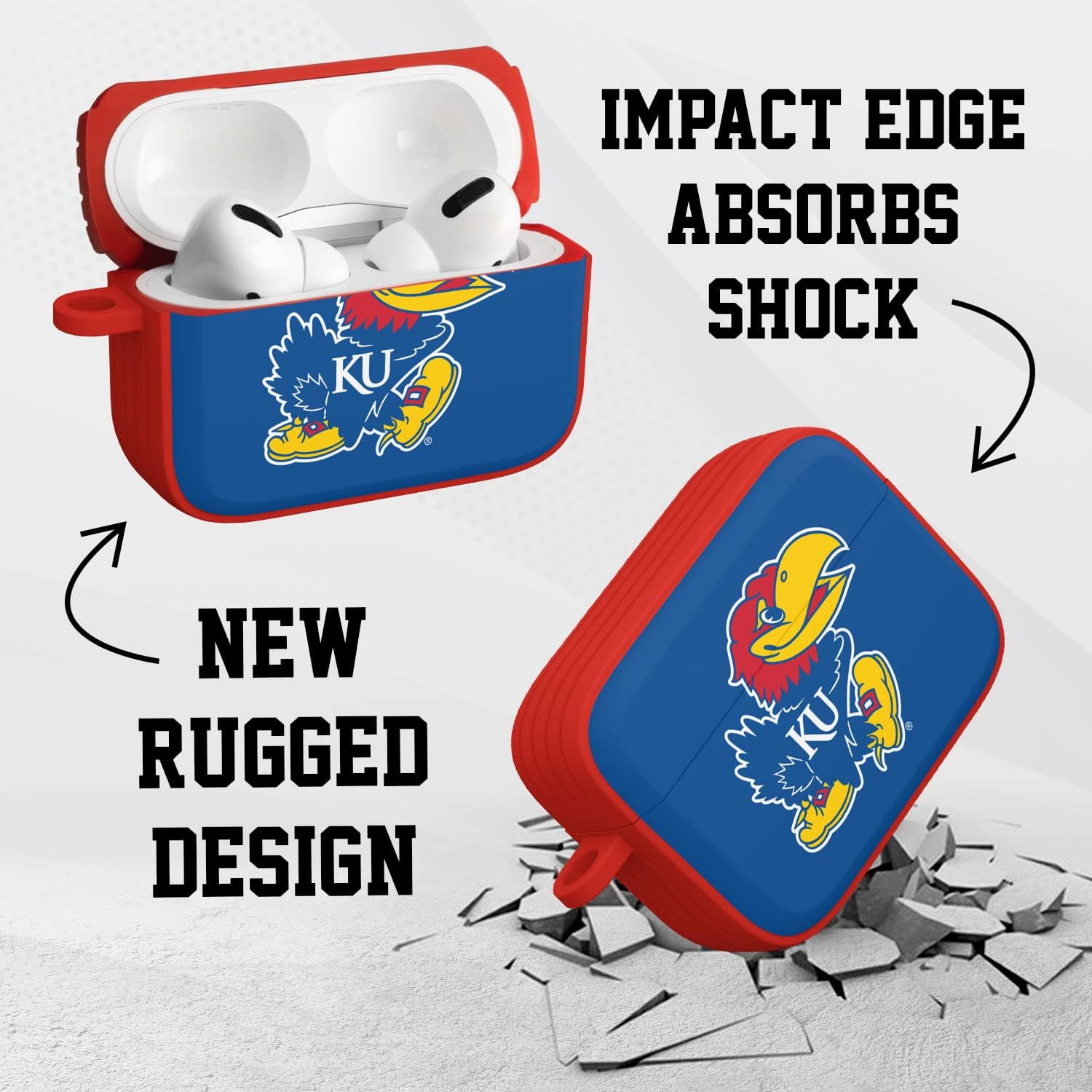 Affinity Bands Kansas Jayhawks HDX Case Cover Compatible with Apple AirPods Pro 1 & 2 (Classic)