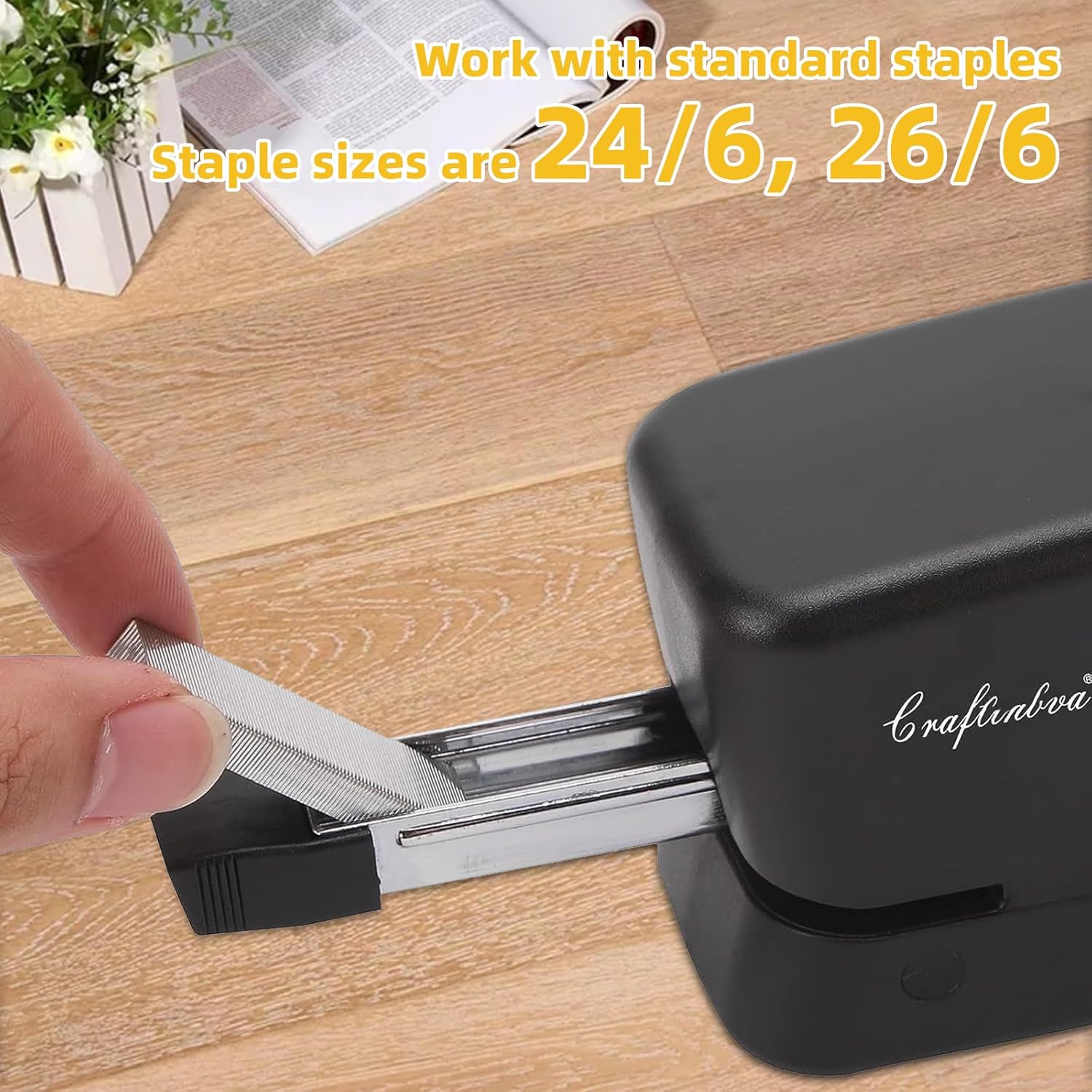 Electric Stapler, 25 Sheet Automatic Stapler, Include 2000 Staples and 1 Staple Remover, Jam Free, Professional and Home Office，Battery not Included，AC or Battery Powered