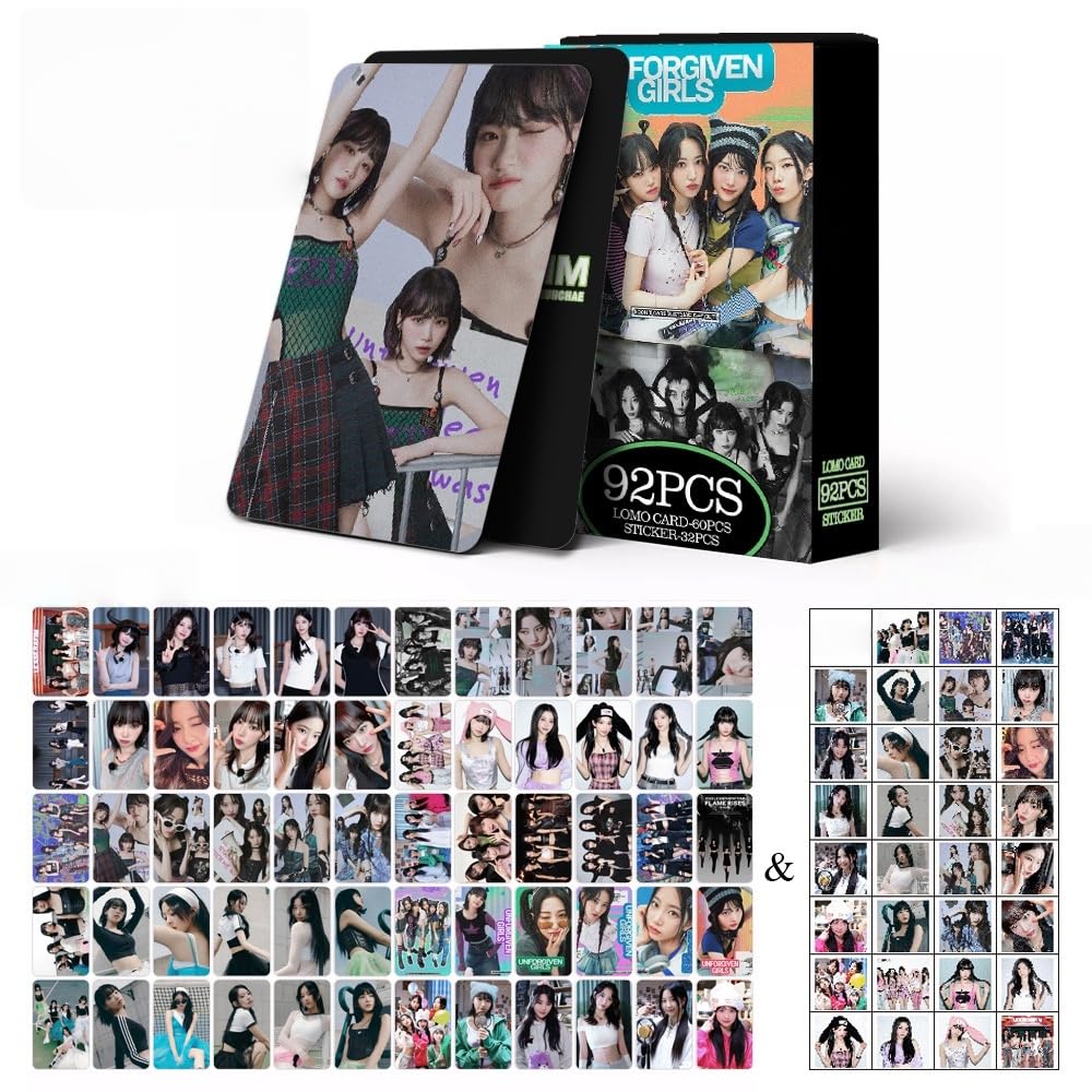 MXP LE-SSERAFIM 60 Pcs Photocards +32 Pcs Sticker 92pcs Laser Postcards 'FEARNOT' CHAEWON YUNJIN EUNCHAE Photo Cards(UNFORGIVEN)