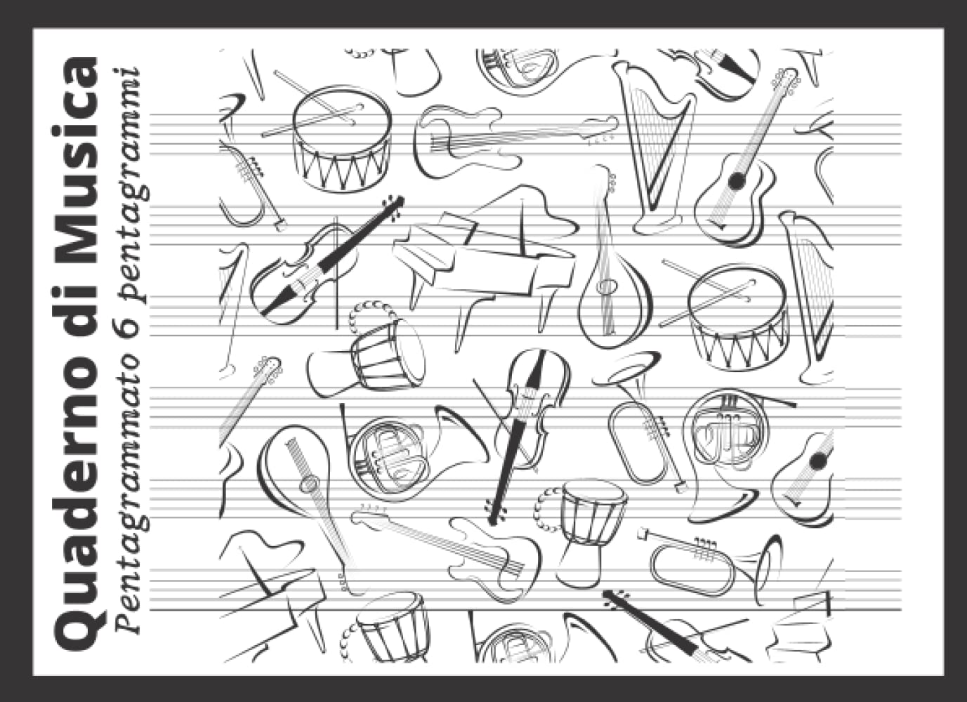 Quaderno Di Musica A5 Orizzontale - Pentagramma Grande, 4 Righi Per Pagina, Perfetto Per Bambini E Principianti - Foto 4