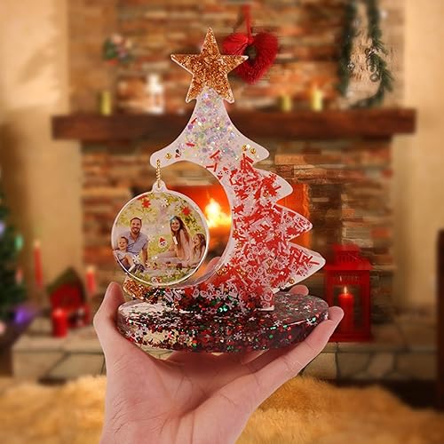 Miniatura 2 de Moldes de silicona para marco de fotos de árbol de Navidad, con soporte, moldes de resina epoxi de cristal para decoración de escritorio, decoración