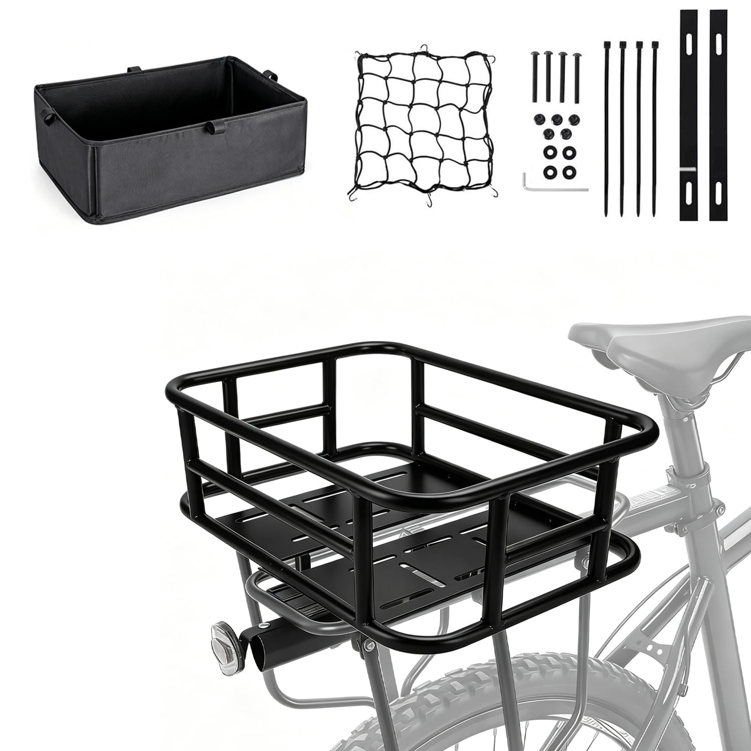 Panier Velo Arriere,Panier De Rangement Arrière Pour Vélo Grande Capacité Et Étanche,Avec Filet De Transport Et Doublure Épaisse,Pour Transporter De La Nourriture,Des Courses,Des Balles,Un Chien,Etc.