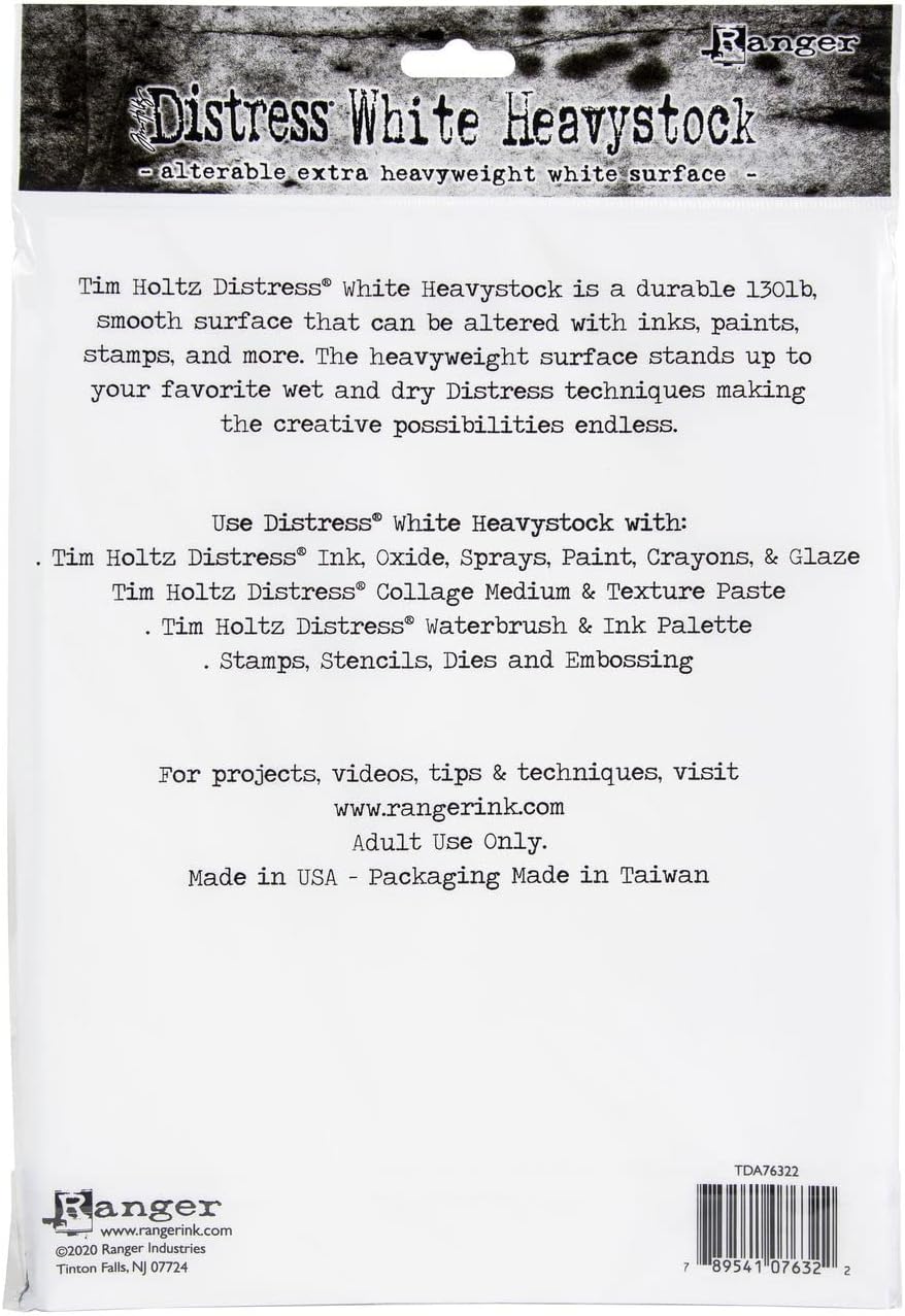 Ranger Tim Holtz Distress White Heavystock 10/Pkg-8.5"X11"