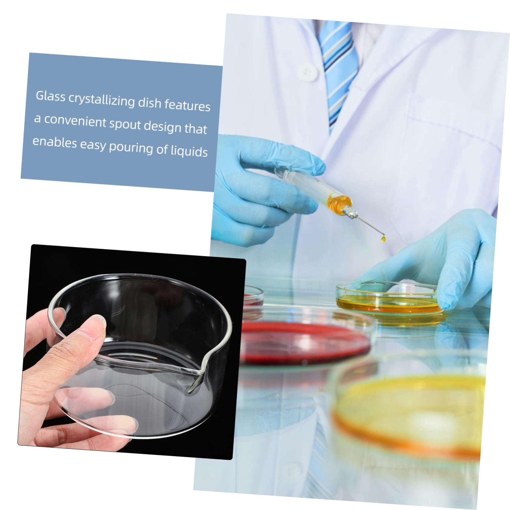 Garneck Crystallizing Dish Glass Evaporation Dish Spout for High-Temperature Experiments