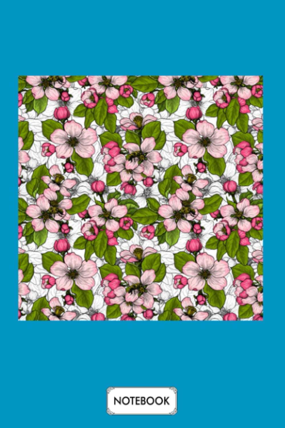 Apple Blossom On White Bud Notebook: Diary, Lined College Ruled Paper, Planner, Journal, 6x9 120 Pages, Matte Finish Cover