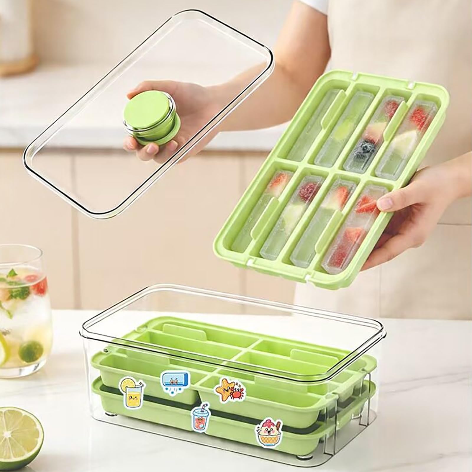 Moldes Helados, Molde para Helados, con Caja de Almacenamiento