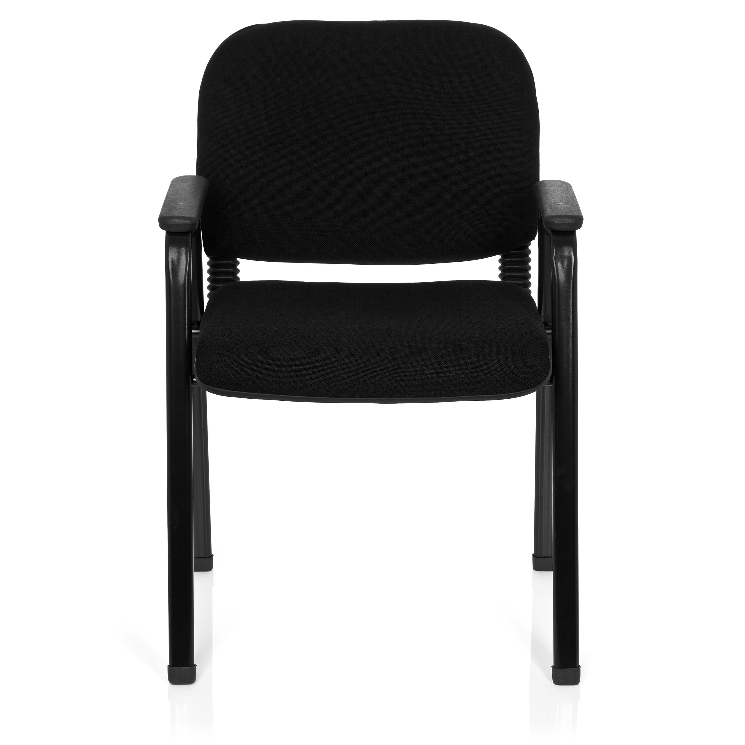 hjh OFFICE 704340 Silla de Visita XT 650 Tela Negro Silla de Conferencia tapizada con reposabrazos, apilable