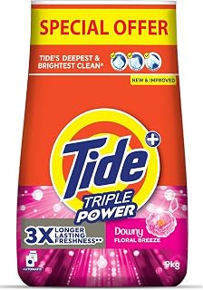 Tide Triple Power Floral Breeze, 9 KG Laundry Detergent Powder