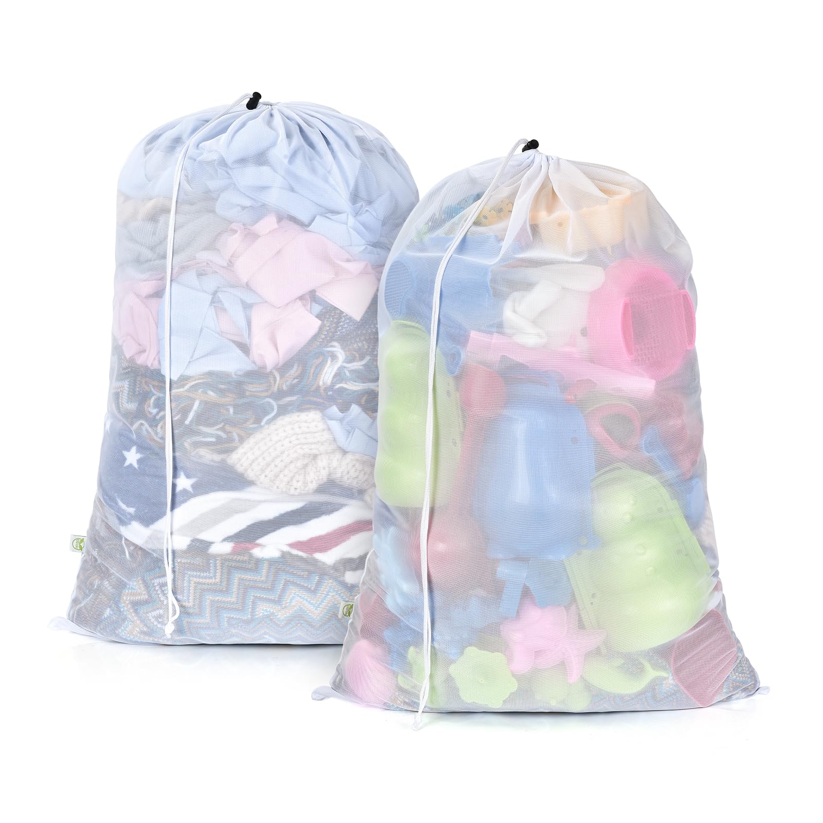 Otraki White 2Pcs Mesh Laundry Bags, 60X90cm Large Mesh Laundry Wash Bag With Drawstring Laundry Bag For Washing Machine Net Bag For Travel Sheets Coats Curtains (White)
