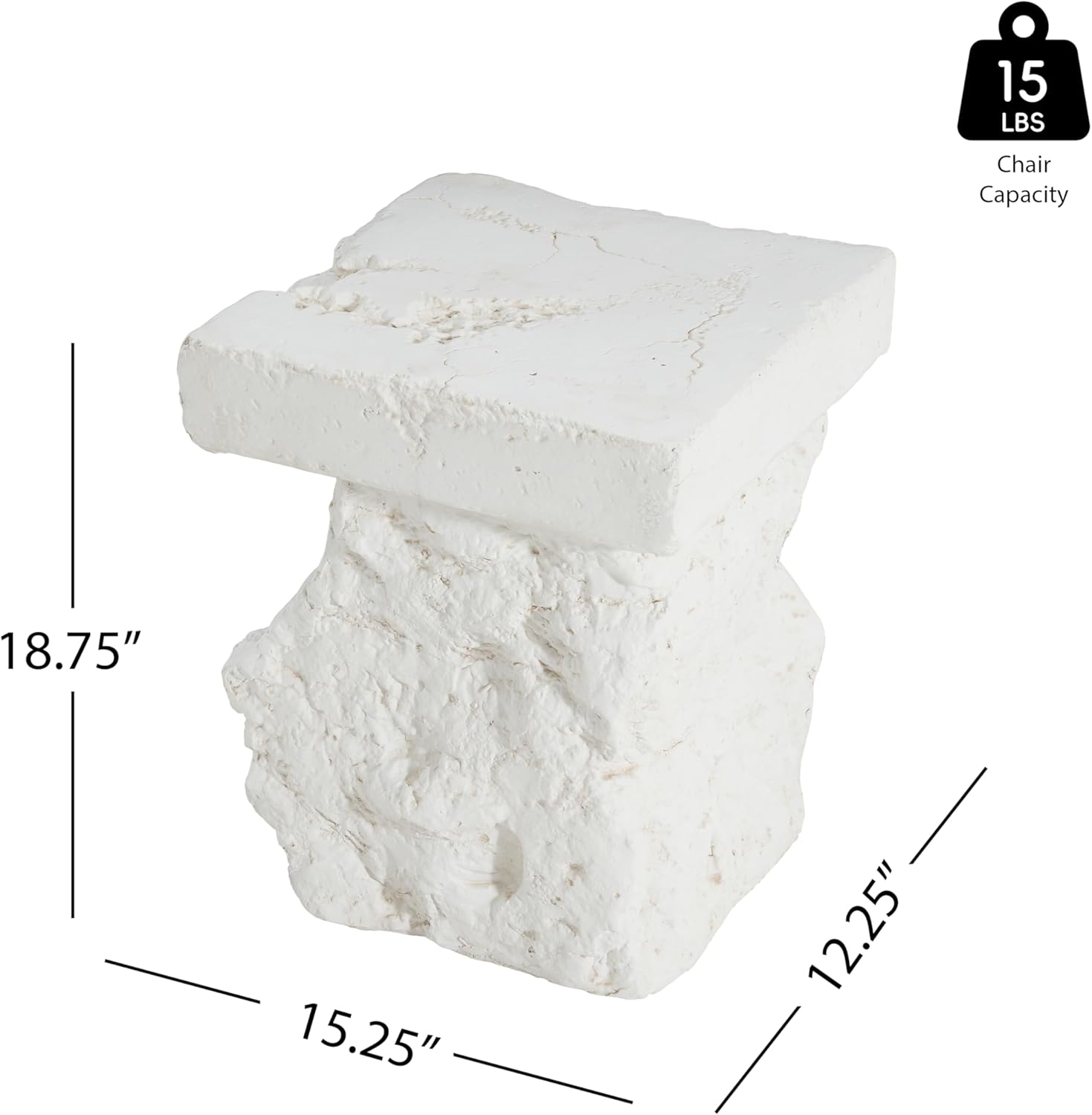 15" Durable Mgo Material Sturdy Construction Coffee Tables, Minimalist Refined Center Table with Weatherproof, Modern Minimalist Tea Table with Artistic Design for Patio Garden, White