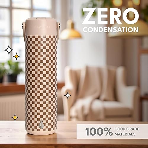 Miniatura 7 de Elemental Botella de agua aislada de 24 onzas con popote, botellas de agua con núcleo de acero inoxidable 100% a prueba de fugas para viajes,