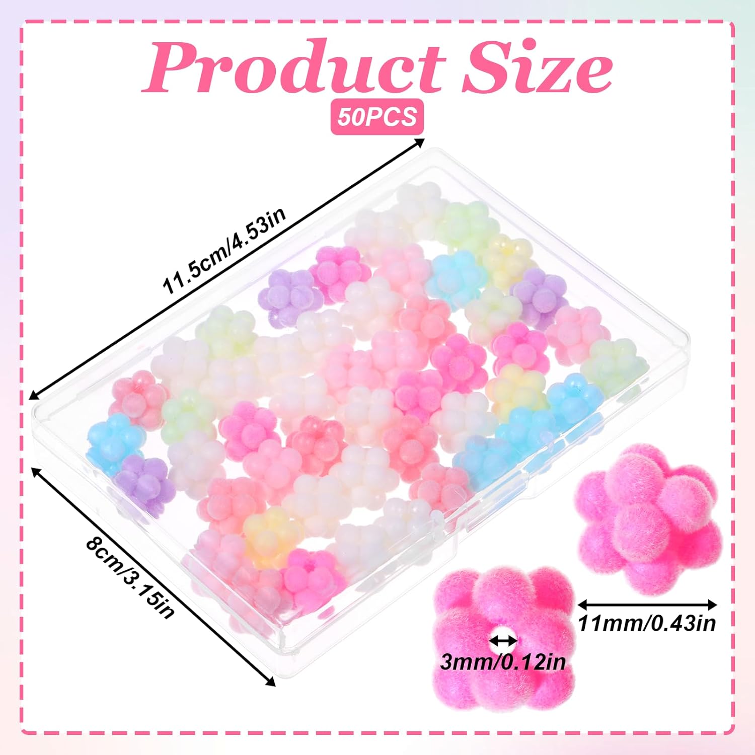 50 Pack Colorful Velvet Bead Pom Pom Beads Soft Fuffy Spacer Bead for Beadable Pens Jewelry Making Beadable Keychains Bracelet Earring Necklace - Image 2