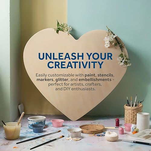 Miniatura 6 de Corazones de madera para manualidades, corazones de madera de 16 pulgadas, 14 de pulgada de grosor, paquete de 1 corazón de madera sin terminar,