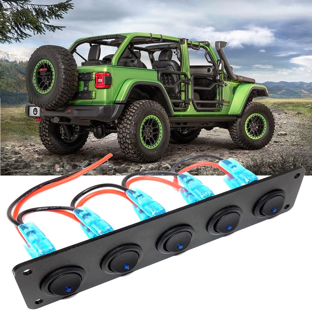 5 pannelli di controllo indipendenti per veicoli da 12 V a 24 V, auto, barca, SUV, camion, yacht, camper (pannello switch -A)