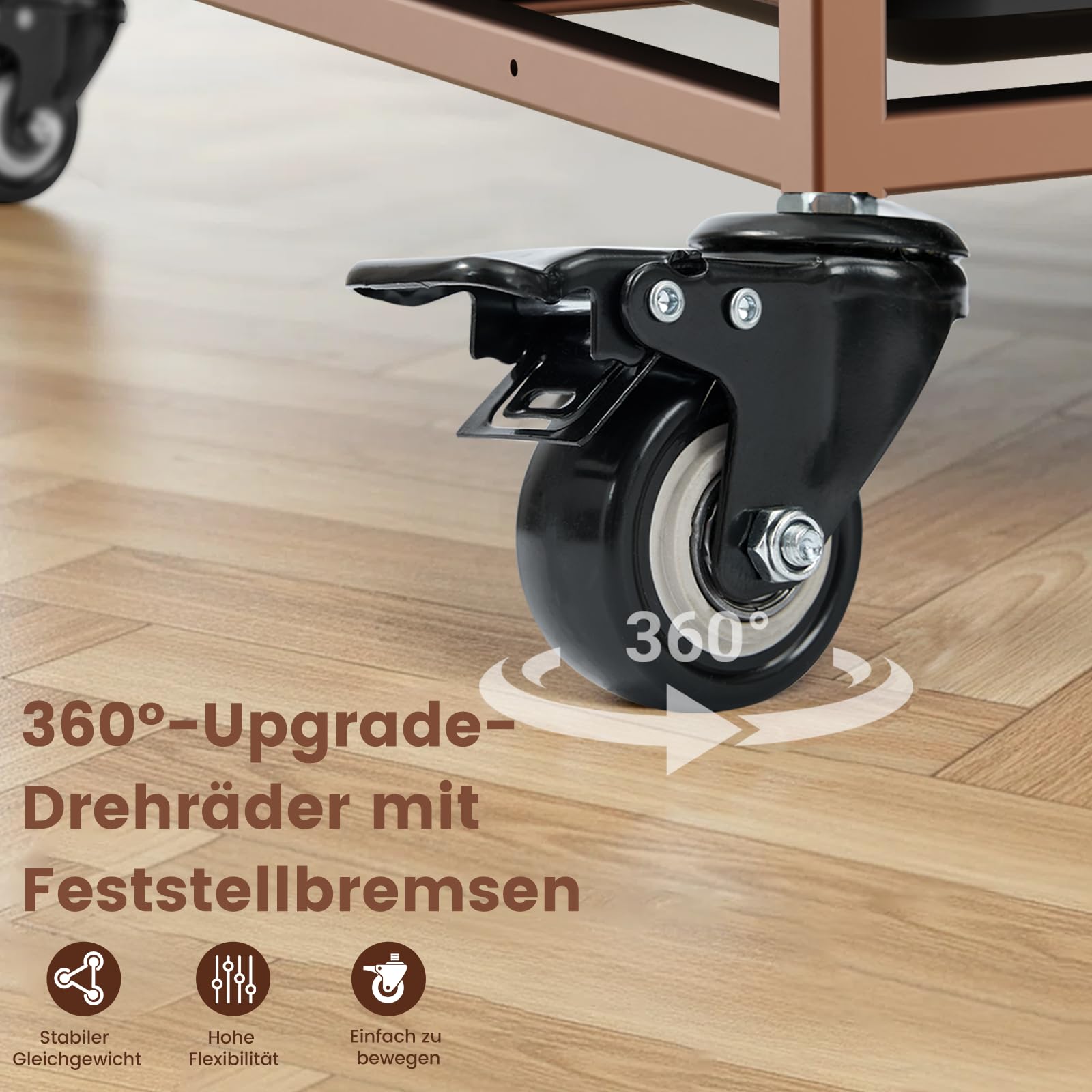Gardner Pet Hundekäfig faltbar, 82 x 52 x 56 cm, Braun | 3 Türen, Transportkäfig für kleine Hunde mit Höhenangst, Feststellbare Räder, Herausnehmbare Bodenschale