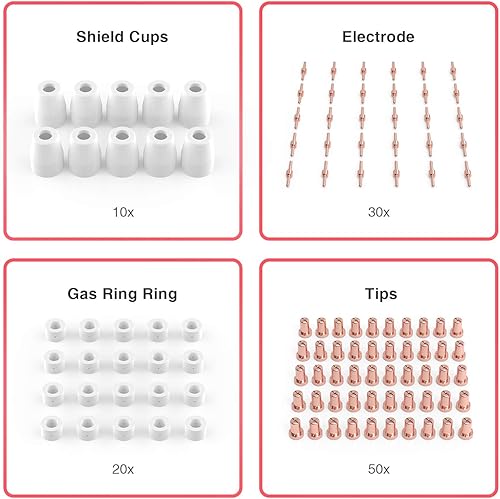Miniatura 2 de YESWELDER 110 piezas de consumibles de corte por plasma Fit Cut40 50 con antorcha cortador de plasma PT31 LG40
