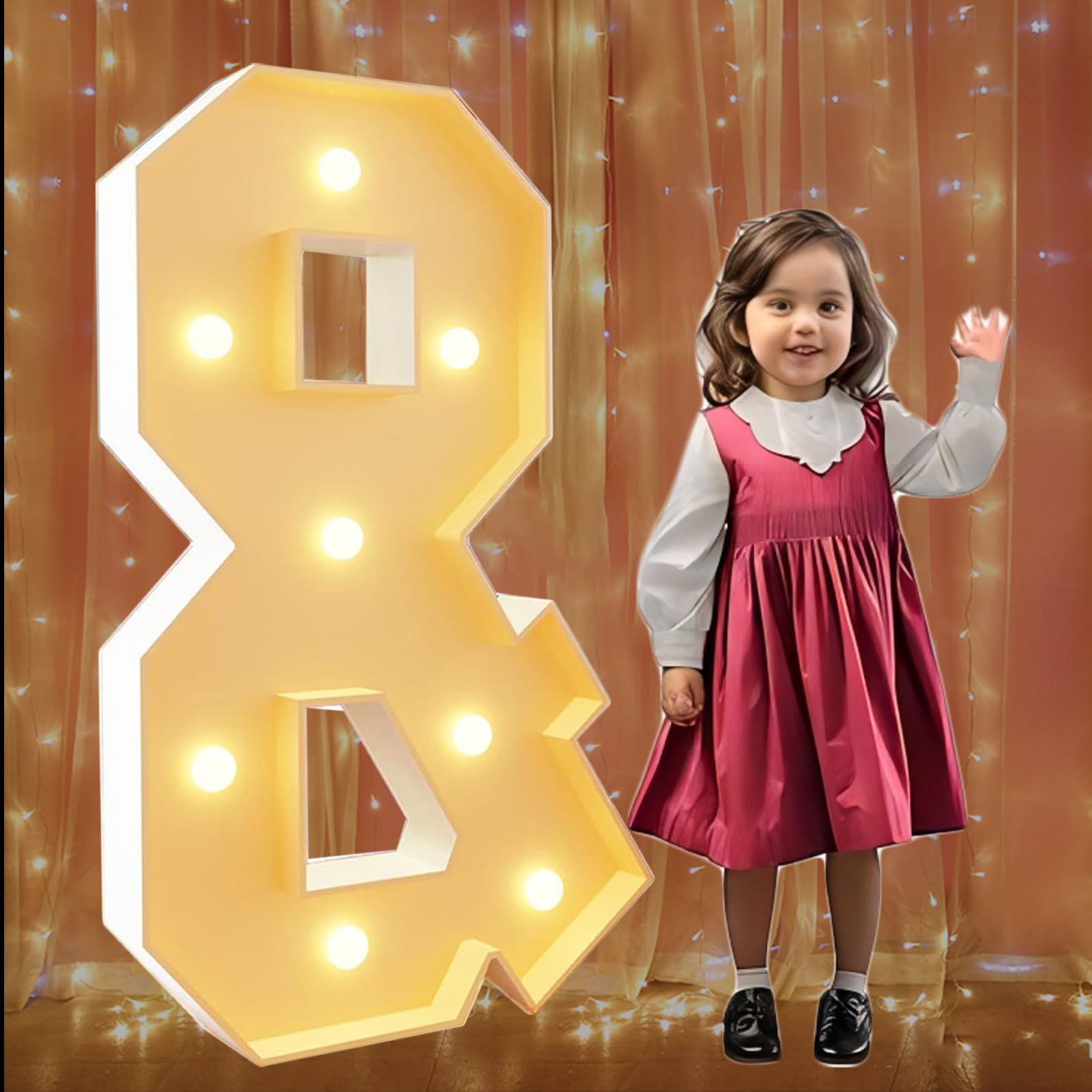 Letras iluminadas de marquesina de 1,2 m y letras grandes para decoración de fiestas de cumpleaños, letras de mosaico gigantes para globos, decoración de boda, letras de bloque grande iluminadas,