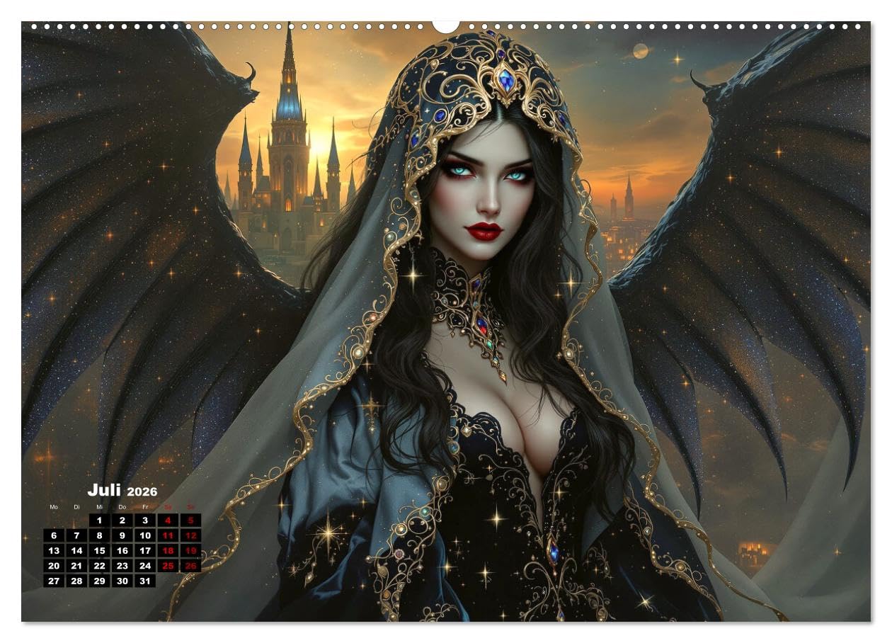 Goth Fantasie (hochwertiger Premium Wandkalender 2026 DIN A2 quer), Kunstdruck in Hochglanz: Fantasiebilder von Gothic Schönheiten (CALVENDO Menschen)