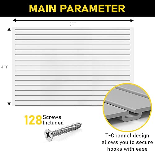 Miniatura 7 de Slatwall Panel organizador de pared de garaje estante de pared de PVC resistente montado en la pared, paneles de pared de listones entrelazados para