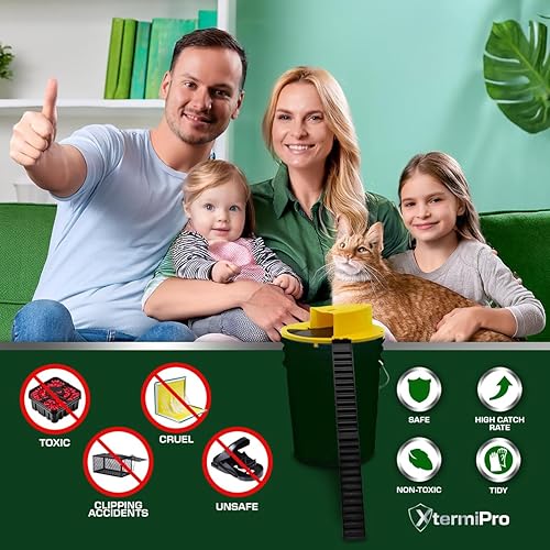 Miniatura 7 de Trampa de cubo para ratones, paquete de 3, trampa de cubo para ratones y ratas, captura múltiple, trampa para ratones de 5 galones de reinicio