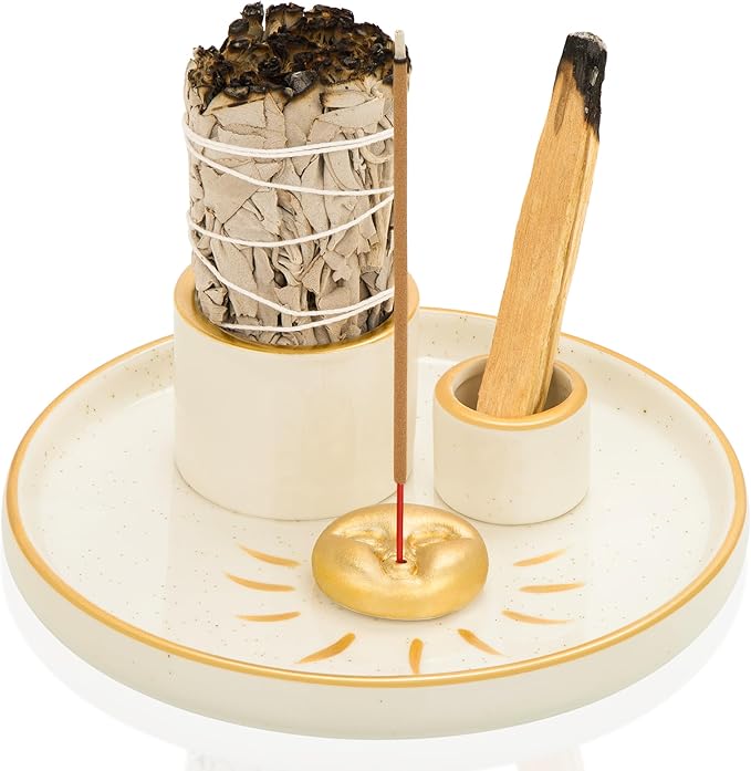 ZenBless Multifunction Incense and Candle Holder for Burning Sage, Palo Santo, Incense Sticks - 5.9