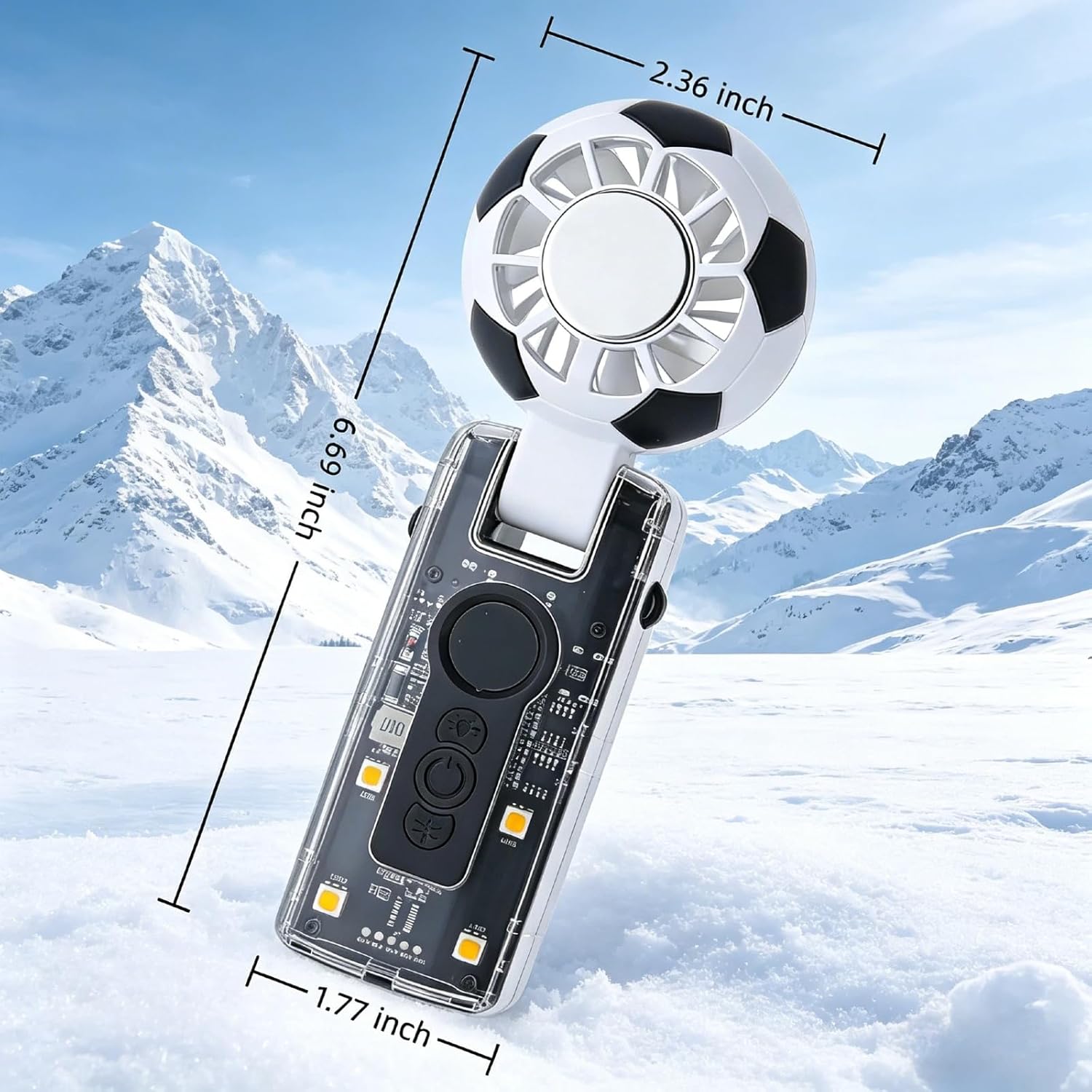 SALAN portable ice cooled handheld turbo fan soccer fan, rechargeable fan, 6000mAh mini cooling fan, 5-speed, three in one pocket fan, suitable for travel, outdoor, office, commuting, and summer use