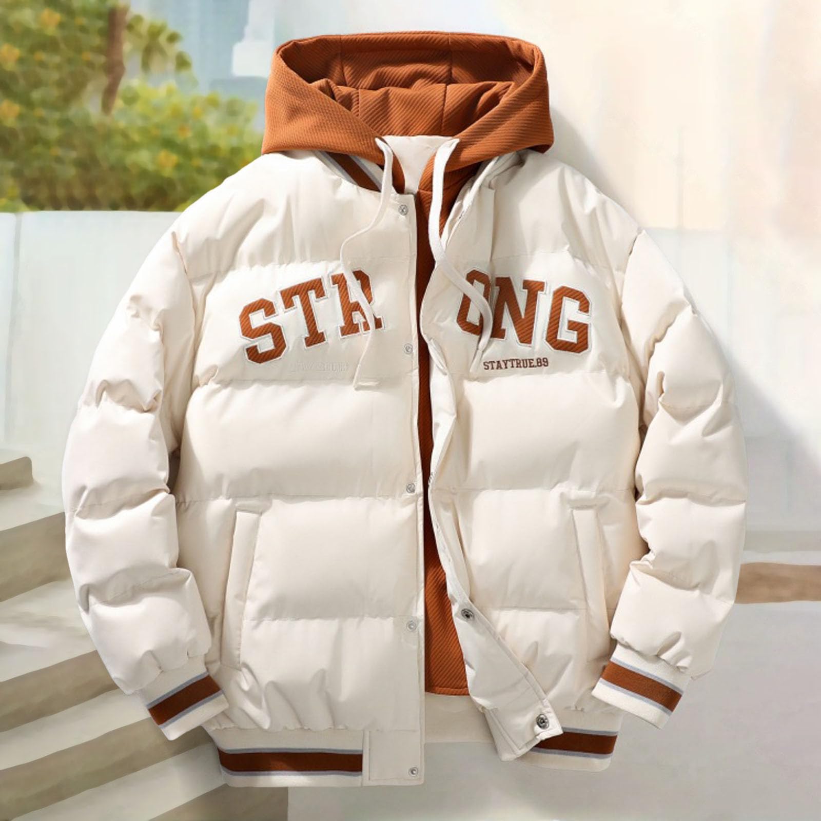 Doudoune Matelassée Homme, Doudounes De Randonnée Homme, Rembourrée Confortable Mens Veste, Sport De Trekking Doudoune Duvet Capuche Respirant Imperméable Veste Zippé Mode Et Le Confort Cohabitent‌