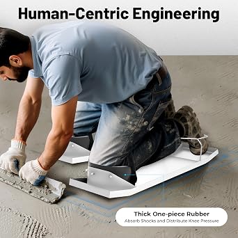 2 Pairs Stainless Steel Concrete Knee Board - 28x8 Inch Concrete Sliders,with Knee Pads & Straps for Cement Finishing