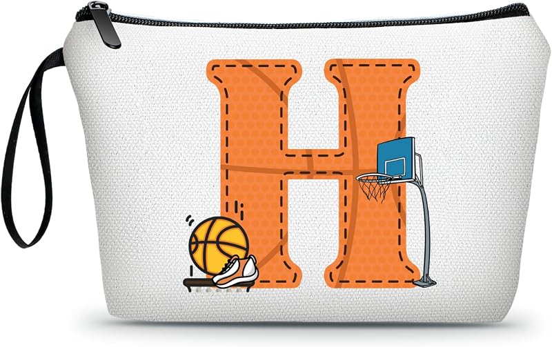 Necessaire de viagem ARIOSEY com estampa de basquete, lona e zíper, Modelo H