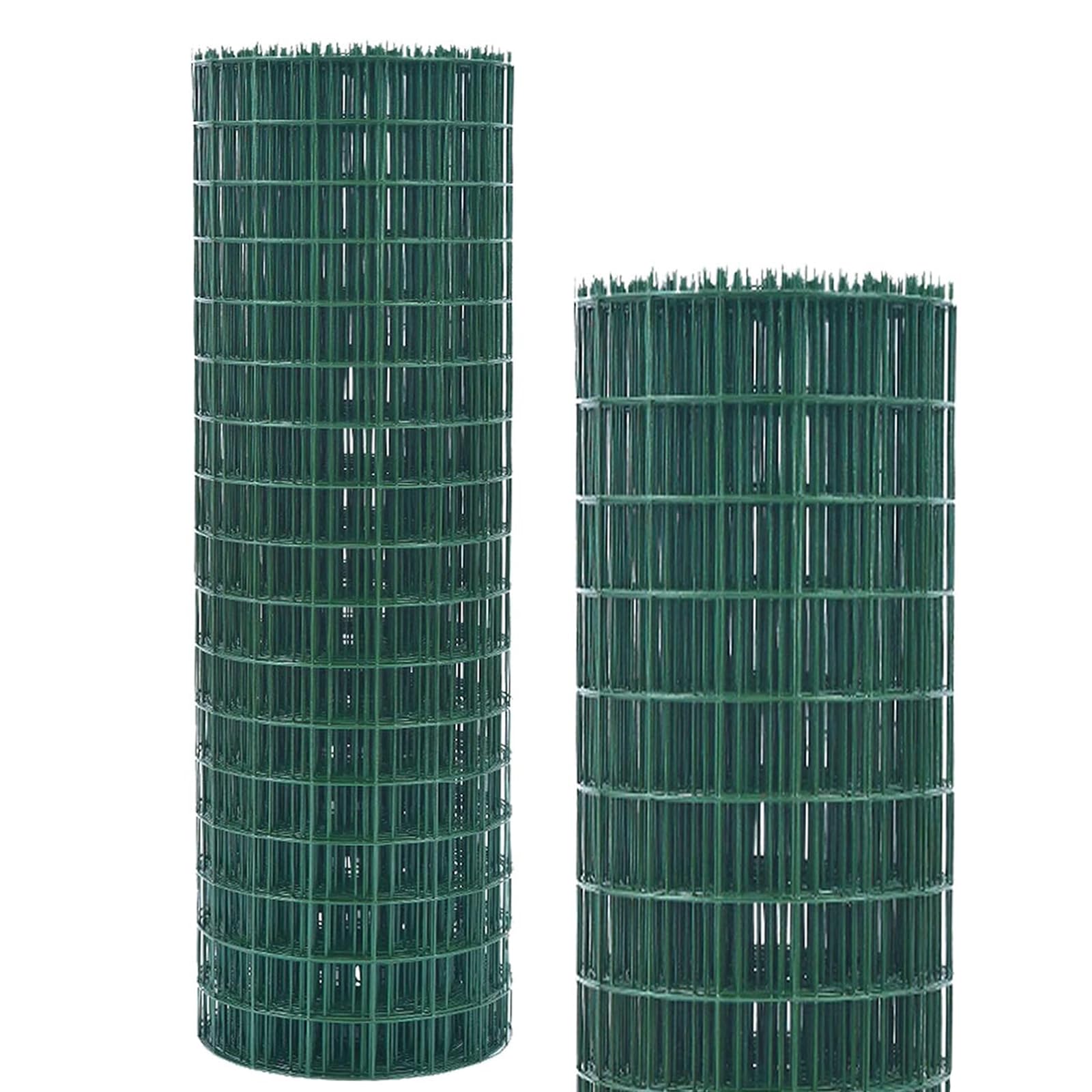 Hot Dipped Galvanised Wire Mesh Roll 90CMX10M(3FT X 33FT), PVC Coated Wire Fencing 4in X 3in Hole Size Garden Netting Fencing, Decorative Fence for Garden Outdoor Vegetables Fruits Plants Pet, Green
