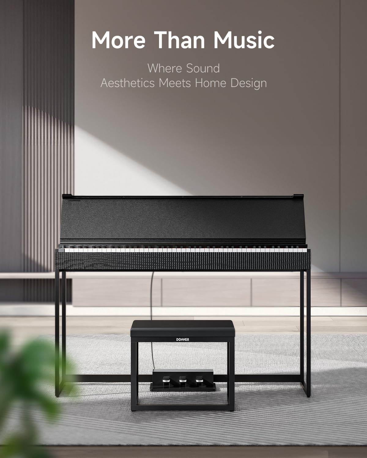 Donner OURA S300 Digitalpiano mit 88-Tasten schwergewichtetem Keyboard für Fortgeschrittene, Elektropiano mit Graded Hammer Tastenfeld, Bluetooth, 2 * 15W, Halbpedal, 256-Polyphonie, Schwarz