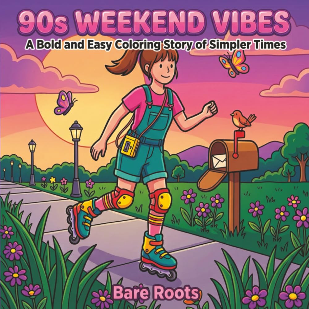 90s Weekend Vibes: A Bold & Easy Coloring Story Of Simpler Times