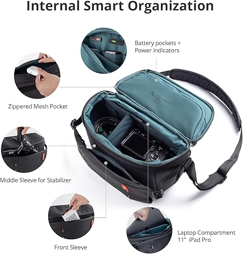 Miniatura 2 de PGYTECH OneMo Sling - Bolsa para cámara 7L-9L, impermeable, bolsa de hombro para fotógrafos de viaje, bolsa de cámara DSLR para SonyCanonNikonDJI